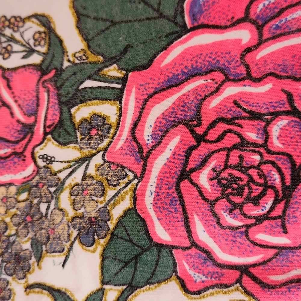 Hanes Y2k Vintage Cotton Floral Glitter Graphic Tshirt - Picture 4 of 7